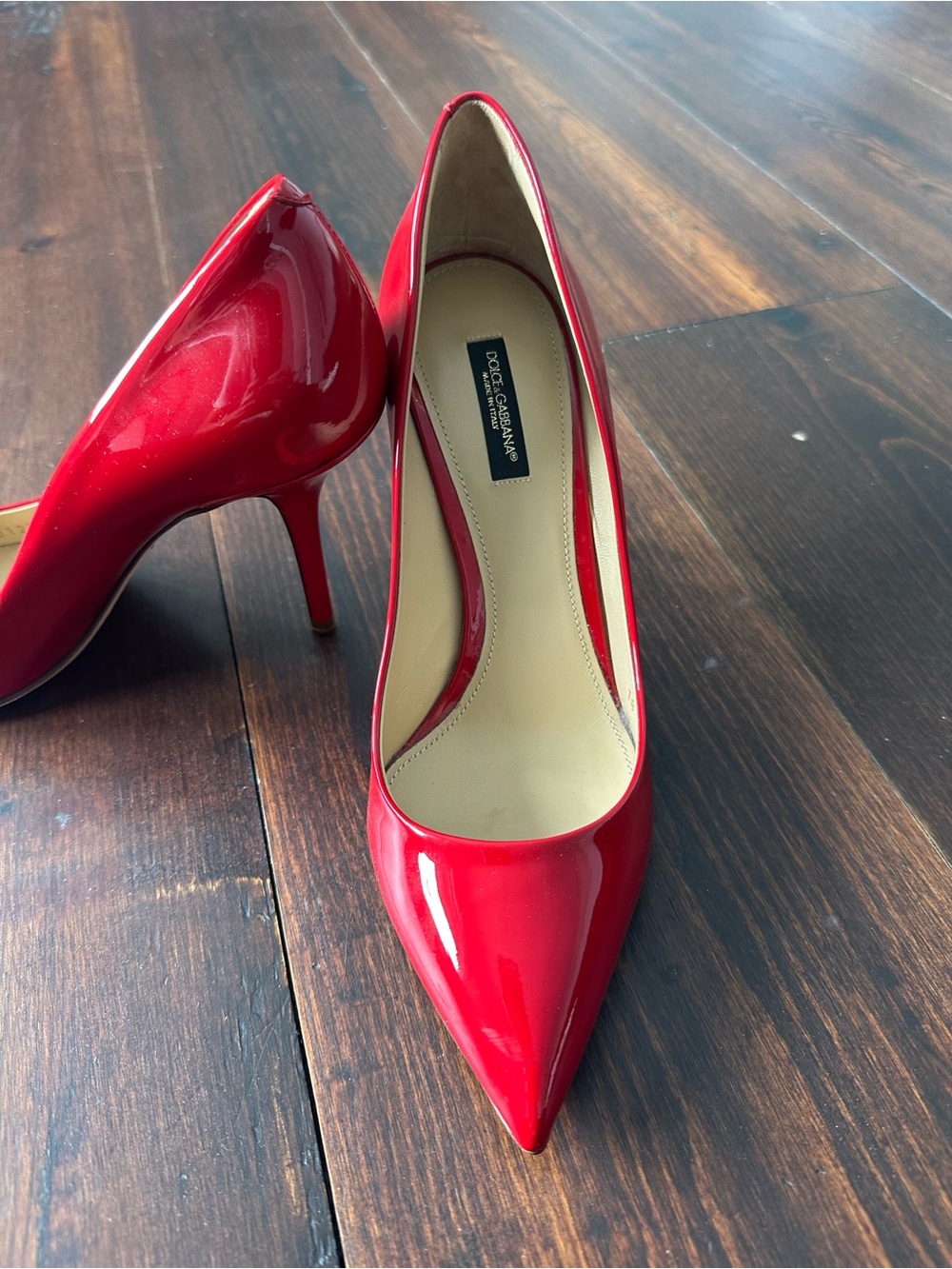 Dolce & Gabbana Bright Red Patent Pointed-Toe Pumps